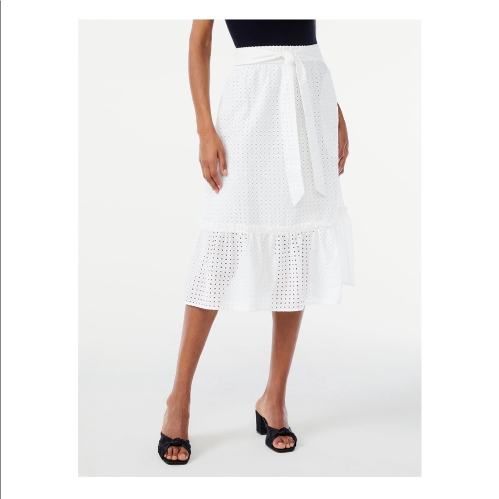 Scoop Women’s Bow Tie Tier Midi Skirt - Large